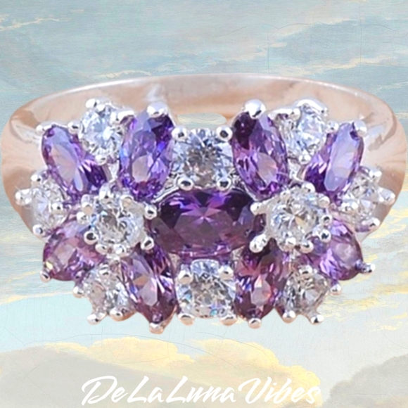 💜 Amethyst & White Sapphire ring - Picture 3 of 4